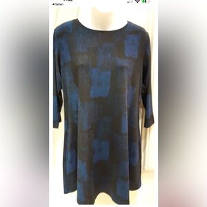 Sympli Blue and Black Long Sleeve Tunic Top Size 6